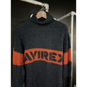 Vintage Avirex Embroidered Pullover Turtleneck Knit Sweater Men's Size XL